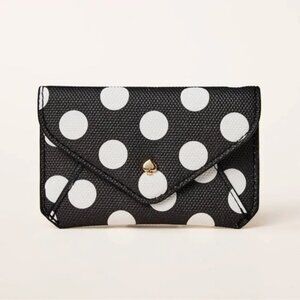 Kate Spade x Target black and white polka dot card case NWT